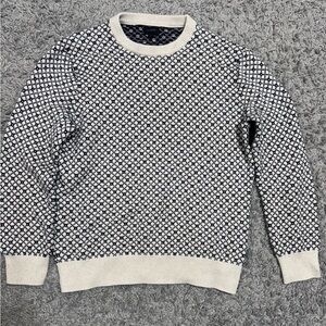 J. Crew Black and White Crewneck Sweater women’s size L